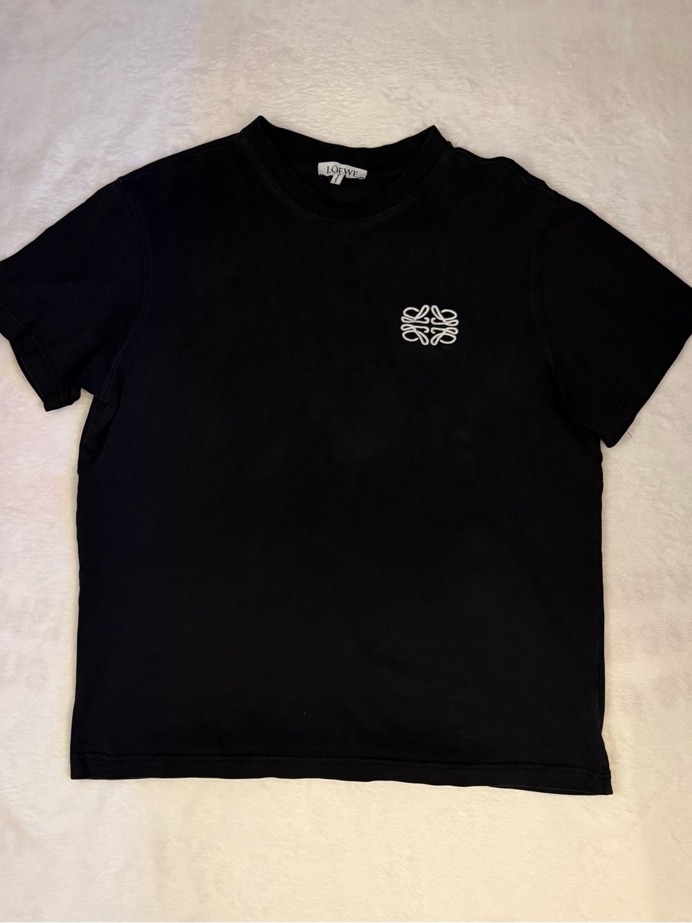 loewe black tee with white anagram patch